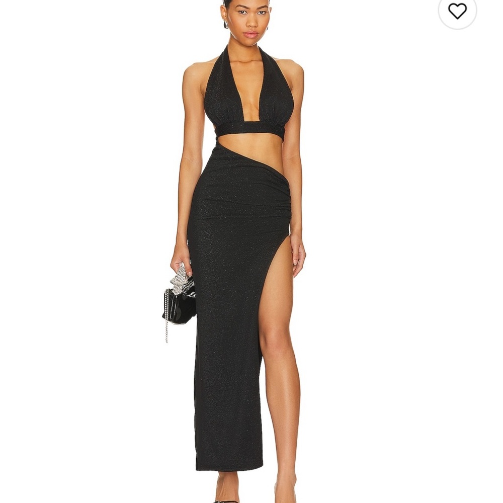 Elegant Black Halter Cutout Gown